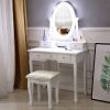 FCH With Light Bulb Single Mirror 5 Drawer Dressing Table White=60709581