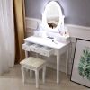 FCH With Light Bulb Single Mirror 5 Drawer Dressing Table White=60709581