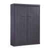 Full Size Murphy Bed with Wardrobe and Drawers, Storage Bed, can be Folded into a Cabinet, Gray