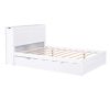 Full Size Storage Platform Bed with Pull Out Shelves and Twin Size Trundle, White