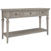 TREXM Classic Retro Style Console Table with Three Top Drawers and Open Style Bottom Shelf, Easy Assembly (Gray Wash)