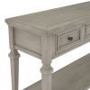 TREXM Classic Retro Style Console Table with Three Top Drawers and Open Style Bottom Shelf, Easy Assembly (Gray Wash)