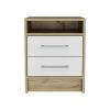 Rowley 2-Drawer 1-Shelf Rectangle Nightstand White and Light Oak