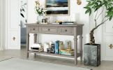 TREXM Classic Retro Style Console Table with Three Top Drawers and Open Style Bottom Shelf, Easy Assembly (Gray Wash)