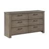 Rustic Style 1pc Gray Dresser of 6x Drawers Metal Hardware Wooden Bedroom Furniture