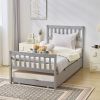 Single bunk bed with drag bed gray twin wooden bed pine particle board drag bed