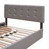 Upholstered Platform Bed with 2 Drawers and 1 Twin XL Trundle, Linen Fabric, Queen Size - Light Gray(OLD SKU :LP000314AAN)