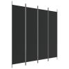 4-Panel Room Divider Black 78.7"x78.7" Fabric