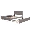 Upholstered Platform Bed with 2 Drawers and 1 Twin XL Trundle, Linen Fabric, Queen Size - Light Gray(OLD SKU :LP000314AAN)