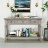 TREXM Classic Retro Style Console Table with Three Top Drawers and Open Style Bottom Shelf, Easy Assembly (Gray Wash)