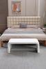 New Boucle Fabric Loveseat Ottoman Footstool Bedroom Bench Shoe Bench With Gold Metal Legs,Ivory White