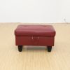 Red Semi PU Synthetic Leather Ottoman Living Room Sofa