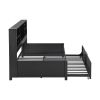 Metal Twin Size Daybed with Twin Size Trundle, Storage Shelves and USB Ports, Black