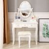 FCH With Light Bulb Single Mirror 5 Drawer Dressing Table White=60709581