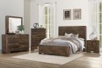 Rustic Brown Finish Queen Bed Clipped Corners Transitional Style Wooden Bedroom Furniture 1pc Panel Bed