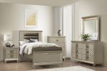 Glamorous Champagne Finish 1pc Dresser of 6 Drawers Acrylic Feet Luxury Bedroom Furniture Beveled Mirror Trim