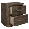 Rustic Brown Finish Nightstand with Storage Drawers Clipped Corners Transitional Style Wooden Bedroom Furniture 1pc Bedside Table