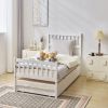 Single bunk bed with drag bed white twin wooden bed pine particle board drag bed