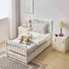 Single bunk bed with drag bed white twin wooden bed pine particle board drag bed