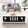 Full Size Classic Car-Shaped Platform Bed with Wheels,White