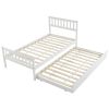 Single bunk bed with drag bed white twin wooden bed pine particle board drag bed