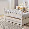 Single bunk bed with drag bed white twin wooden bed pine particle board drag bed