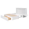 Queen Size Mobile Murphy Bed with Drawer and Little Shelves on Each Side,White