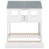 House Bunk Bed with Trundle,Roof and Windows,White(OLD SKU:GX000705AAK)