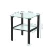 Glass two layer tea table, bedroom corner table, living room black side table