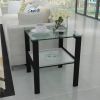 Glass two layer tea table, bedroom corner table, living room black side table