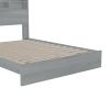 4-Pieces Bedroom Sets Queen Size Vintage Wooden Bed Frame with 2 Nightstands and 1 Dresser,Light Gray