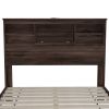 4-Pieces Bedroom Sets Queen Size Vintage Wooden Bed Frame with 2 Nightstands and 1 Dresser,Dark Walnut