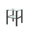 Glass two layer tea table, bedroom corner table, living room black side table