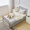 Single bunk bed with drag bed gray twin wooden bed pine particle board drag bed