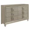 Glamorous Champagne Finish 1pc Dresser of 6 Drawers Acrylic Feet Luxury Bedroom Furniture Beveled Mirror Trim