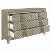 Glamorous Champagne Finish 1pc Dresser of 6 Drawers Acrylic Feet Luxury Bedroom Furniture Beveled Mirror Trim