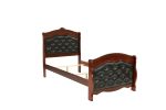 Dark Cherry Full Size Bed Youth Bedroom Furniture Espresso Faux Leather Headboard Footboard Plywood