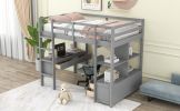 Twin Size Loft Bed with Built-in Desk with Two Drawers, and Storage Shelves and Drawers,Gray