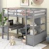 Twin Size Loft Bed with Built-in Desk with Two Drawers, and Storage Shelves and Drawers,Gray