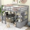 Twin Size Loft Bed with Built-in Desk with Two Drawers, and Storage Shelves and Drawers,Gray