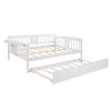 Full size Daybed with Twin size Trundle, Wood Slat Support, White