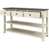 TREXM Retro Design Console Table with Two Open Shelves, Pine Solid Wood Frame and Legs for Living Room (Espresso+Beige)