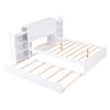 Full Size Storage Platform Bed with Pull Out Shelves and Twin Size Trundle, White