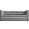 Twin Size Daybed with Trundle, Upholstered Daybed with Padded Back, Gray