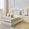 Single bunk bed with drag bed white twin wooden bed pine particle board drag bed