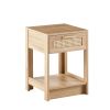 15.75" Rattan End table with drawer, Modern nightstand, side table for living room, bedroom,natural