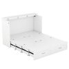 Queen Size Murphy Bed Wall Bed with drawer and a set of Sockets & USB Ports, Pulley Structure Design, White