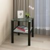 Glass two layer tea table, bedroom corner table, living room black side table