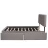 Upholstered Platform Bed with 2 Drawers and 1 Twin XL Trundle, Linen Fabric, Queen Size - Light Gray(OLD SKU :LP000314AAN)