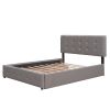 Upholstered Platform Bed with 2 Drawers and 1 Twin XL Trundle, Linen Fabric, Queen Size - Light Gray(OLD SKU :LP000314AAN)